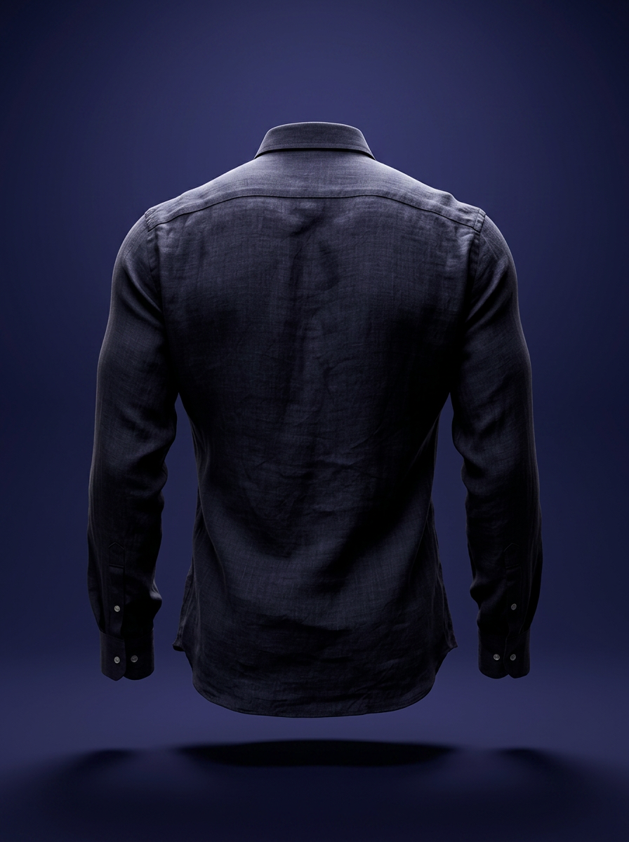 Linen Hours Shirt — Midnight Navy — back