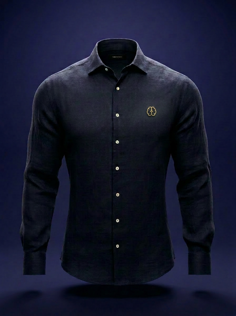 Linen Hours Shirt — Midnight Navy — front